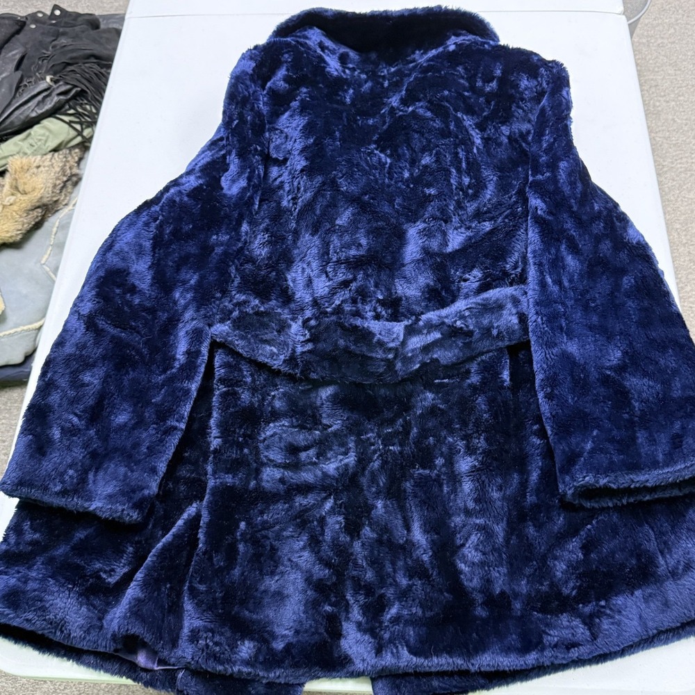 Lane Bryant Faux Fur Coat Women L Navy Blue Borgazia Vintage Russel Taylor - Picture 8 of 8
